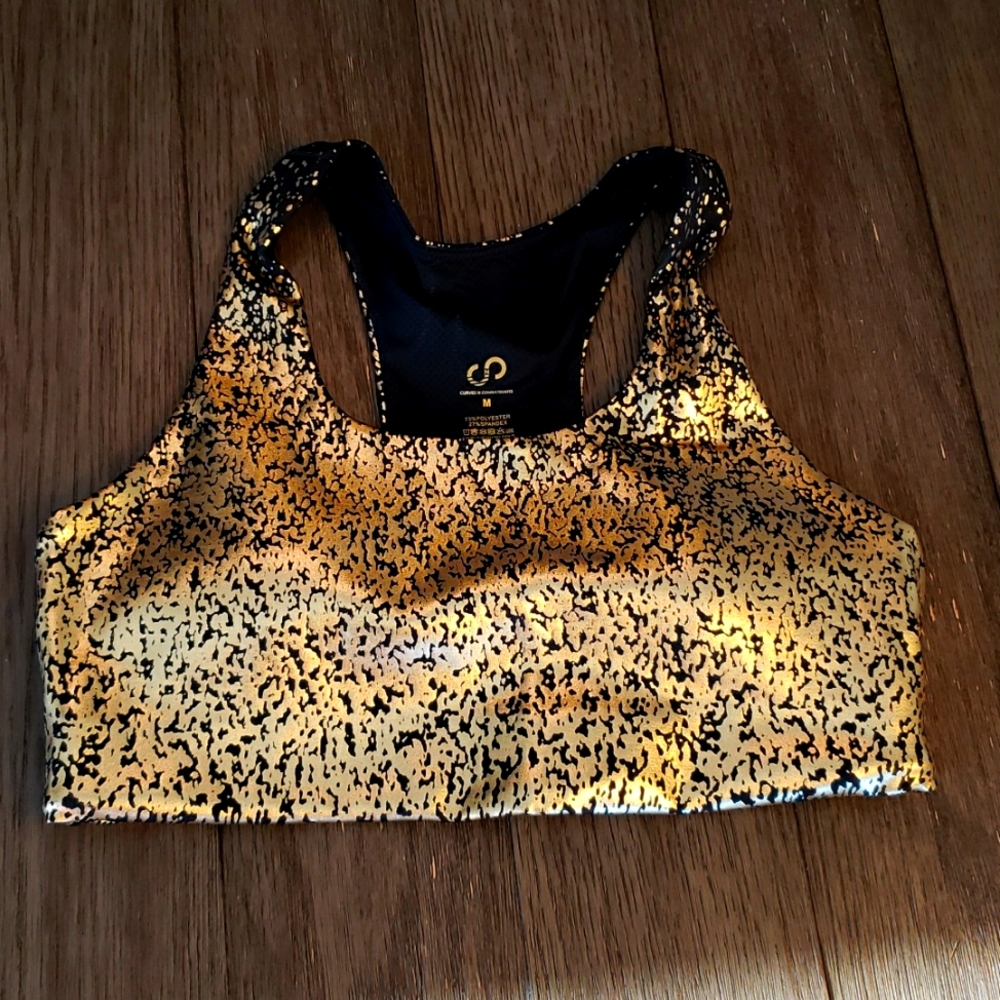 Curves N Combatboots Gold Sports Bra